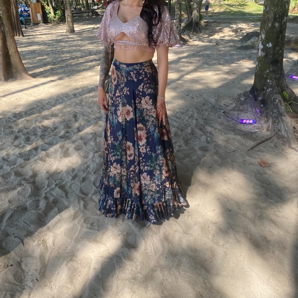 Floral Blue/ Pink Lehenga